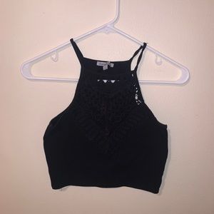 Cropped halter tank top